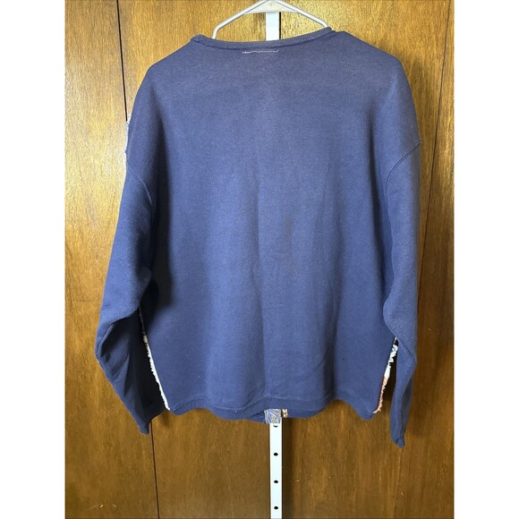 Vtg Homemade Quilted Patchwork Sweatshirt Jacket Size L Frayed Edges Button Down - Picture 8 of 8